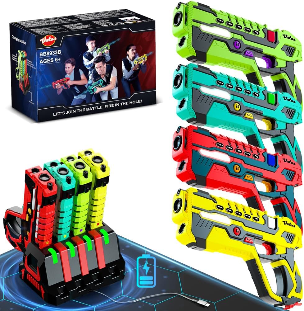 Interactive Infrared Laser Tag Set - Battle Game with Electronic Blasters for Kids Group Play and Family Fun