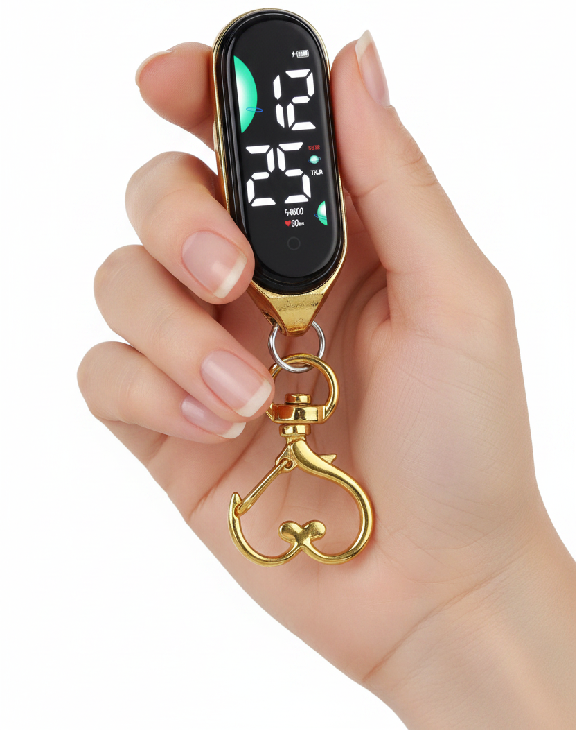 LED Digital Pocket Watch – Waterproof Electronic Hanging Watch with Luminous Display and Carabiner Clip for Kids, Adults and Outdoor Activities