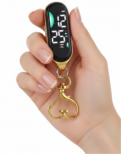 LED Digital Pocket Watch – Waterproof Electronic Hanging Watch with Luminous Display and Carabiner Clip for Kids, Adults and Outdoor Activities