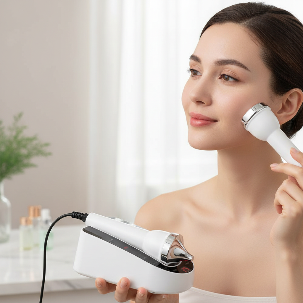 Ultrasonic Beauty Machine – High Frequency Facial Massager for Skin Tightening, Anti Aging and Professional Home Spa Treatments