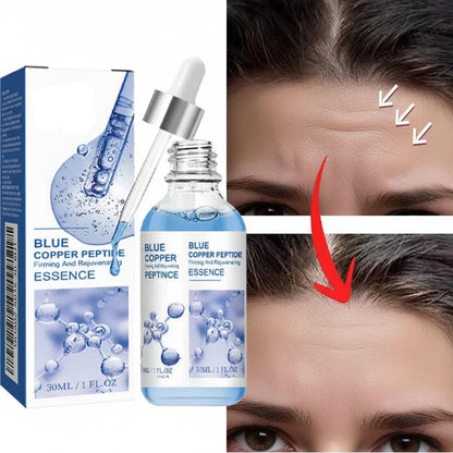 Blue Copper Peptide Wrinkle Serum – Instant Firming and Lifting Anti-Aging Facial Treatment for Fine Lines, Brightening and Korean Skincare