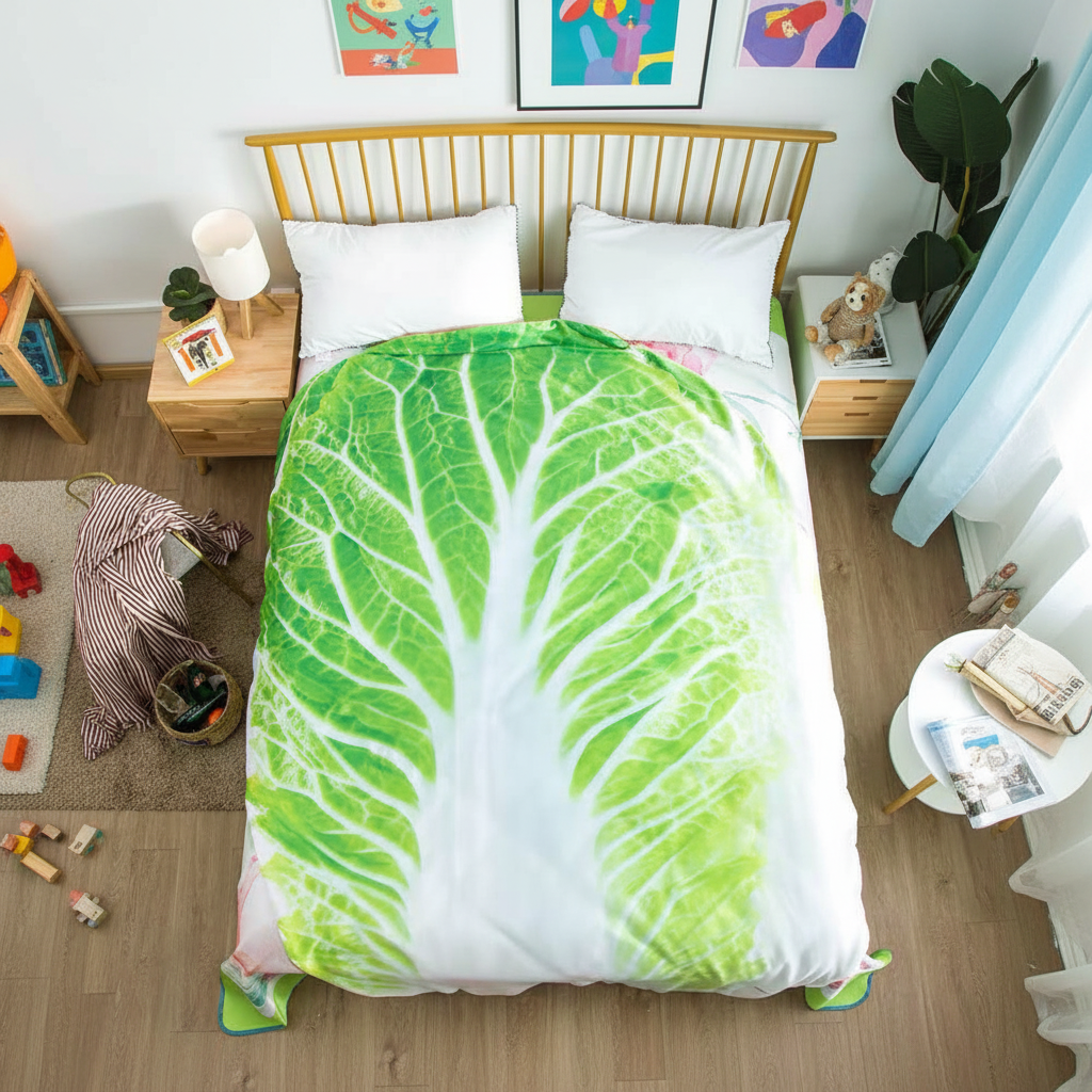 Double Sided Flannel Blanket – Soft Cabbage Pattern Throw for Sofa, Living Room, Bedroom and Cozy Winter Comfort