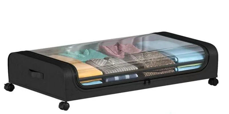 Under Bed Storage Box – Rolling Dust Proof Organizer with Wheels for Clothes, Shoes, Blankets and Bedroom Space Saving