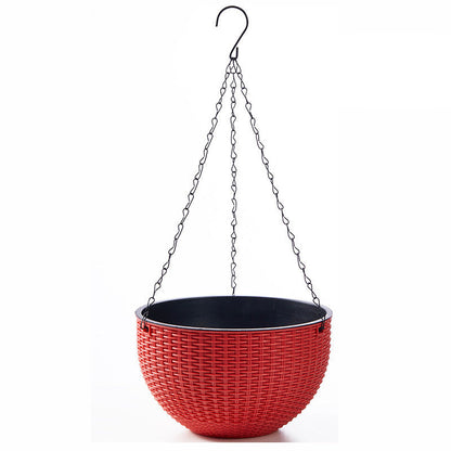 Hanging Plastic Flower Pot – European Honeycomb Pattern Imitation Rattan Basket for Indoor Plants, Balcony Decor and Vertical Gardening