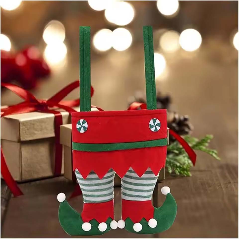 Christmas Elf Candy Bag – Festive Hanging Stocking Gift Pouch for Holiday Treats, Tree Decorations and Party Favors