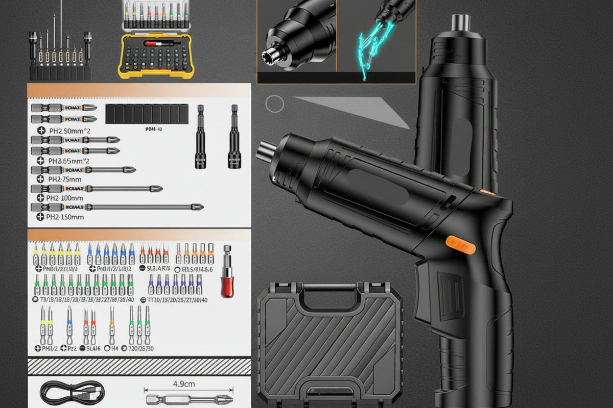 Electric Screwdriver – 2-in-1  4.5N·m Cordless Power Driver with Manual Mode, USB Charging and Compact Design for Furniture Cabinet Assembly