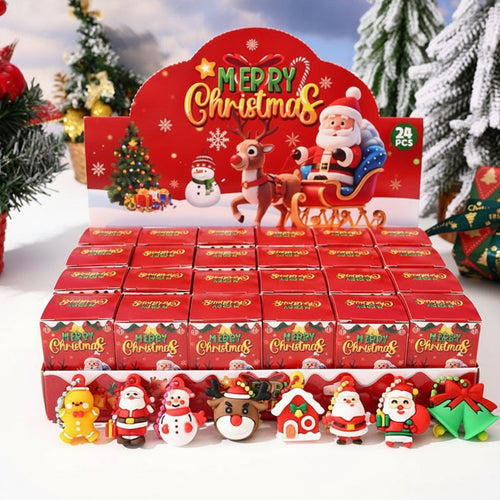 Christmas Party Keychain Gift Set – 24 Piece Holiday Surprise Key Ring Collection for Stocking Stuffers, Party Favors and Festive Gift Giving
