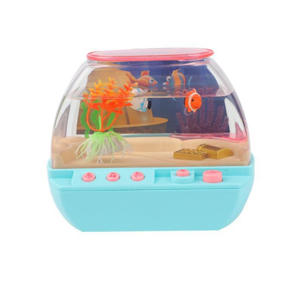 Interactive Aquarium Toy-Musical Mini Fish Tank Playset with Lights Sounds and Educational Entertainment for Children