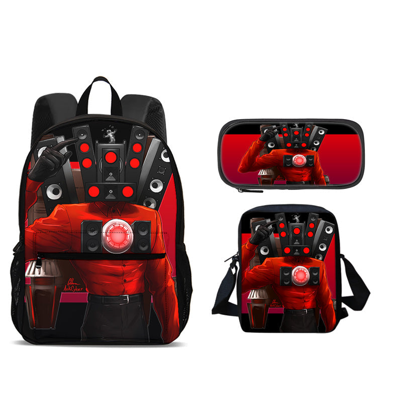 Skibidi Toilet Man Backpack Set – Fun 3-Piece Character Backpack Collection for Kids, School, Travel, Gifts and Playful Everyday Carry