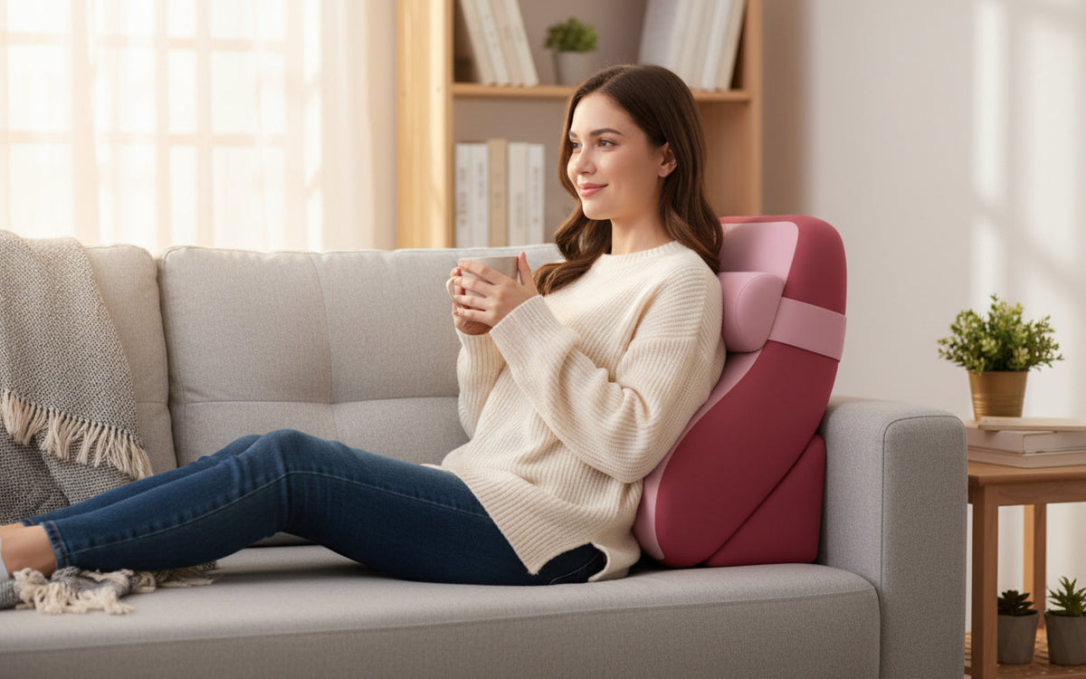 XL Reading Pillow – Ergonomic Wedge Back Support Cushion with Side Pockets, Washable Cover and Lightweight Comfort for Bed, Sofa and Lounging