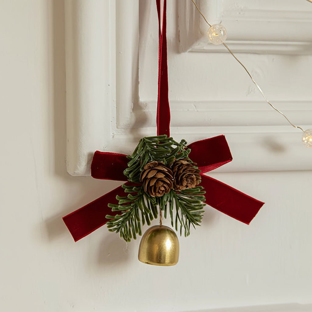 Christmas Bells Wreath Pendant – Festive Hanging Ornament for Christmas Trees, Front Doors and Seasonal Holiday Home Decor
