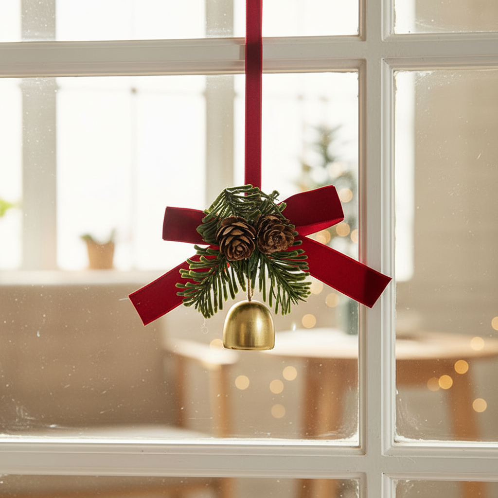 Christmas Bells Wreath Pendant – Festive Hanging Ornament for Christmas Trees, Front Doors and Seasonal Holiday Home Decor