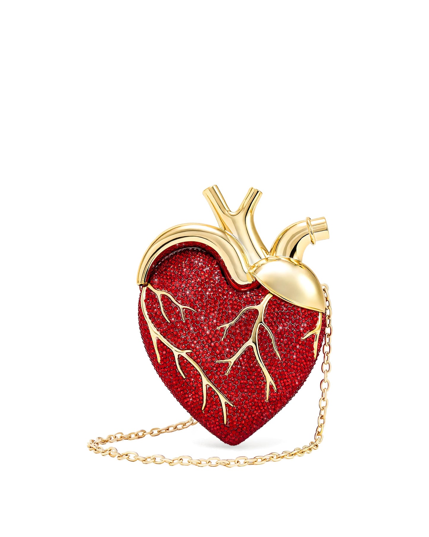 Heart Crystal Evening Handbag – Luxury Rhinestone Chain Purse for Weddings, Cocktail Parties and Elegant Evening Style