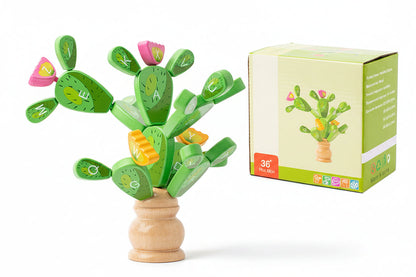 Montessori Cactus Letter Blocks - Wooden Educational Stacking Toy for Fine Motor Skills and Early Learning