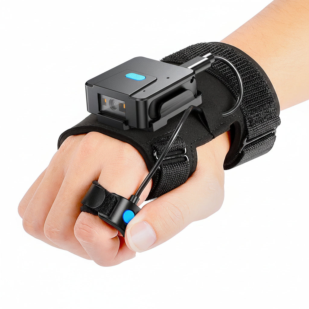 Wearable Bluetooth Barcode Scanner – Wireless Finger Glove Scanner for 1D QR Codes, Warehouses and Inventory Management