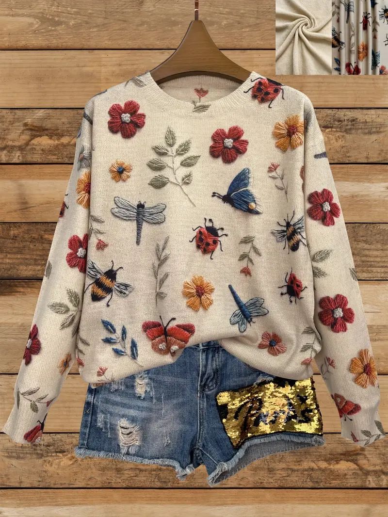 Women’s Cozy Animal Print Sweater – 3D Knit Pullover with Stylish Wildlife Design for Casual Autumn Winter Fashion