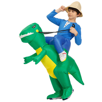 Inflatable Dinosaur Costume Set - Funny Halloween Cosplay Outfit for Adults and Kids Party Entertainment and Roleplay