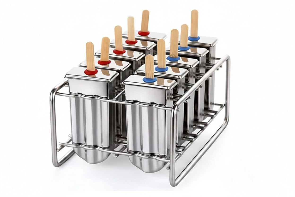 Stainless Steel Popsicle Mold Set – 10-Piece Reusable 304 Food-Grade Ice Cream Molds for Homemade Frozen Treats, Parties and Commercial Kitchens