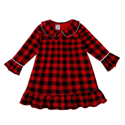 Kids Christmas Costume Pajamas – Classic Red Velvet Plaid Matching Sleepwear for Festive Family Celebrations