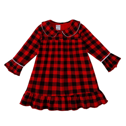 Kids Christmas Costume Pajamas – Classic Red Velvet Plaid Matching Sleepwear for Festive Family Celebrations