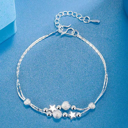 Sterling Silver Lucky Bead Bracelet – 925 Luxury Multi-Layer Charm Jewelry with Elegant Design for Women, Parties, Anniversaries and Gifts