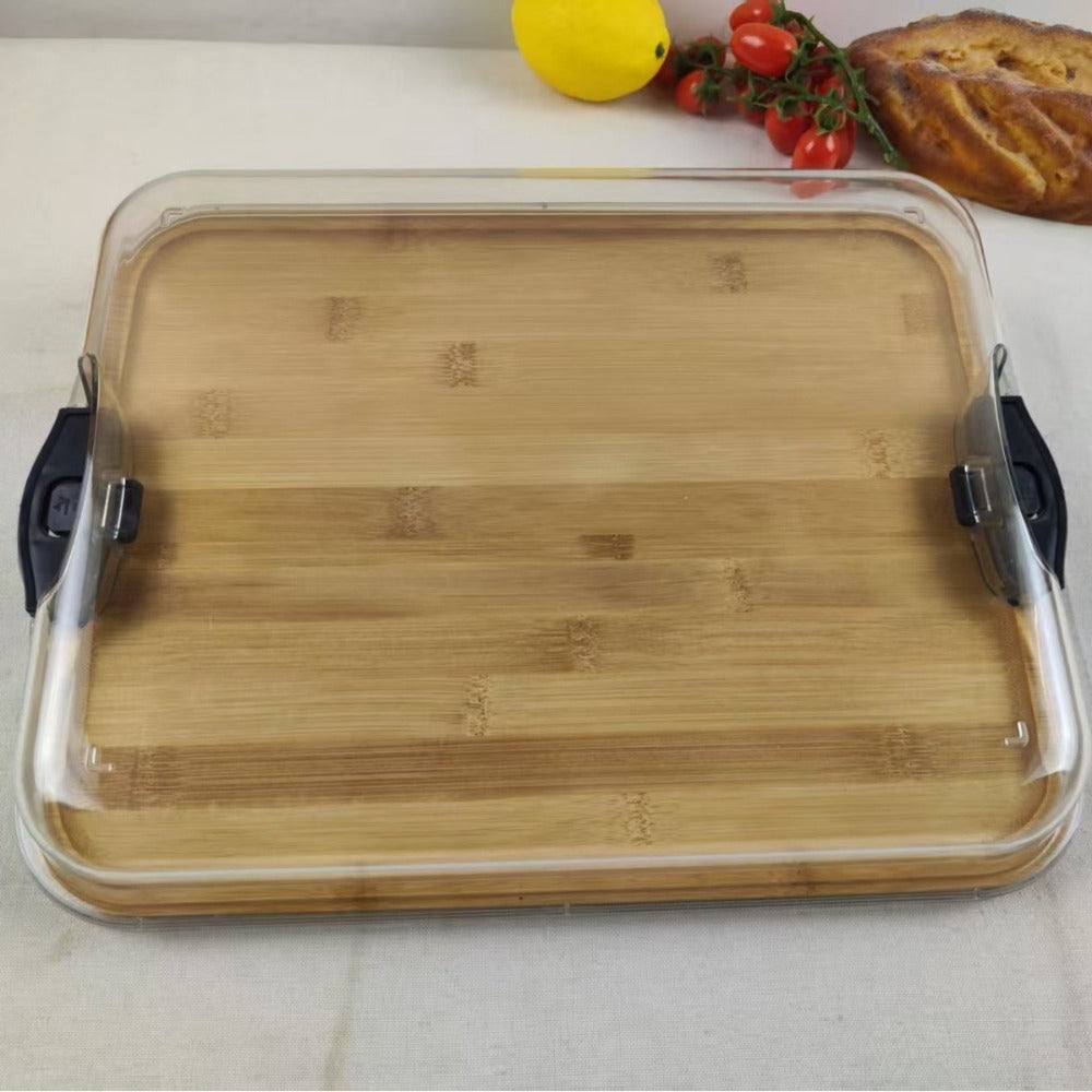 Portable Charcuterie Board – Bamboo Cheese Serving Tray with Clear Acrylic Lid for Picnics, Camping and Elegant Entertaining