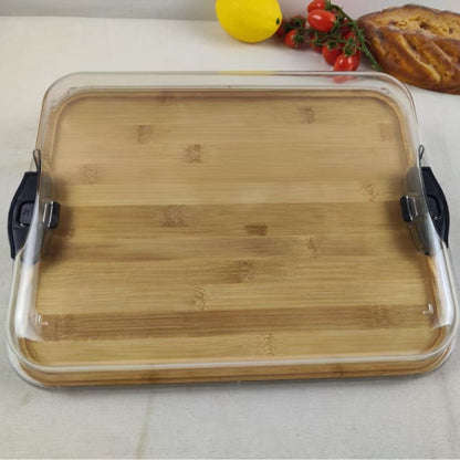 Portable Charcuterie Board – Bamboo Cheese Serving Tray with Clear Acrylic Lid for Picnics, Camping and Elegant Entertaining