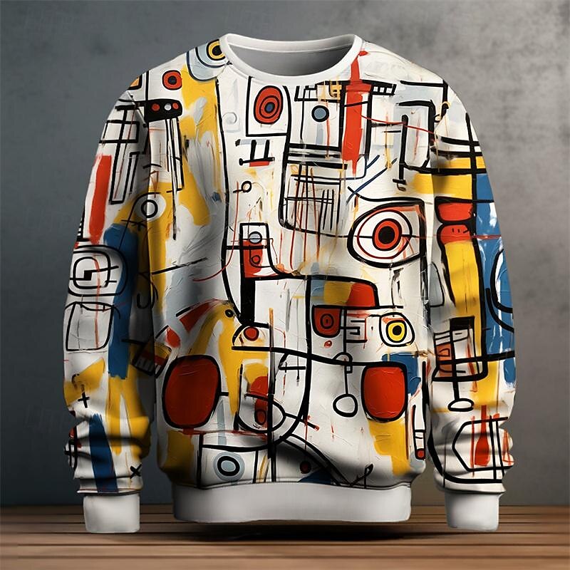 Men's Graphic Sweatshirt - Fashion Graffiti Crewneck Pullover for Casual Streetwear, Holidays and Everyday Style