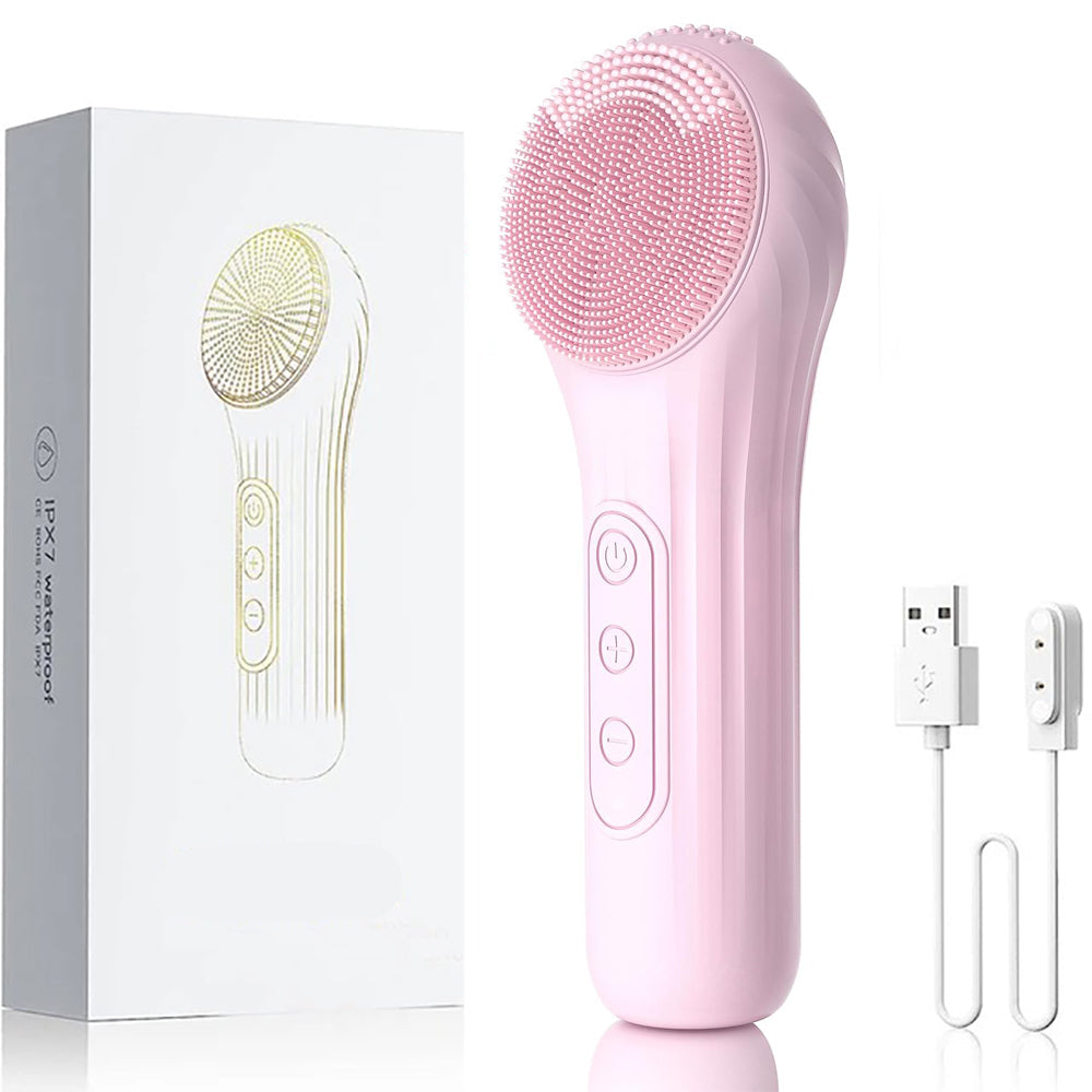 Sonic Facial Cleansing Brush - Waterproof Rechargeable Silicone Skin Care Tool for Deep Cleansing, Exfoliation and Facial Massage