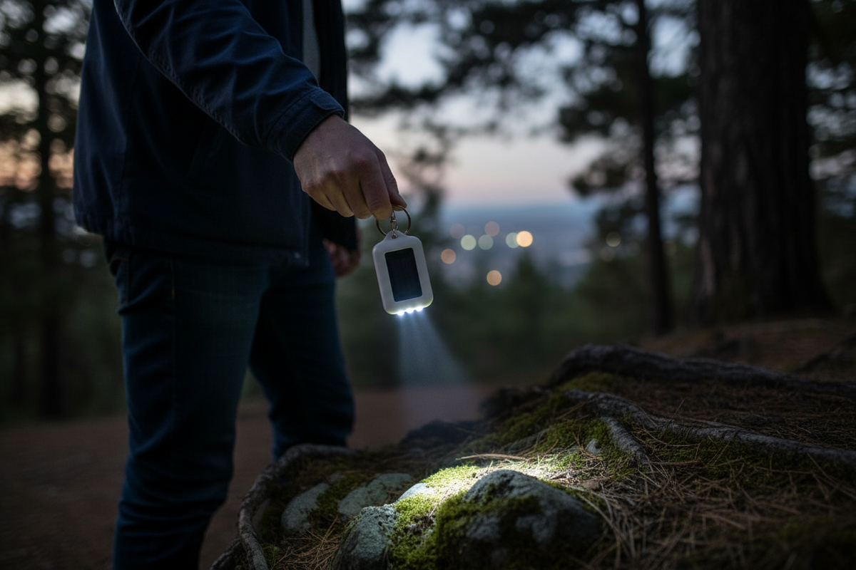 Mini Solar LED Keychain Flashlight – Portable Emergency Torch with 3 Bright LEDs for Camping, Hiking and Everyday Carry