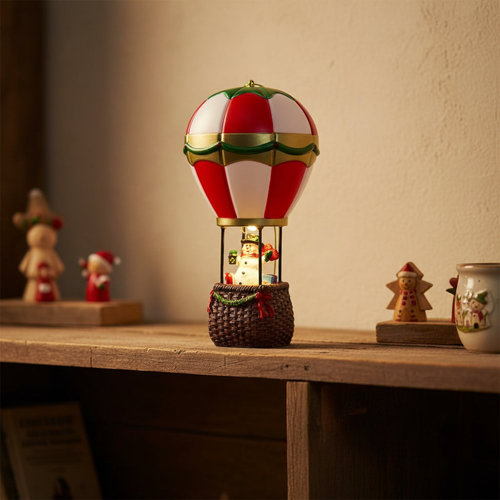 LED Hot Air Balloon Ornament – Glowing Santa and Snowman Christmas Tree Decoration for Festive Holiday Displays