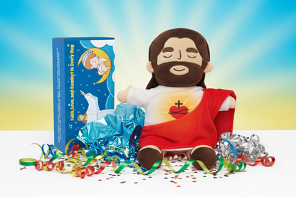 Breathing Jesus Plush Toy – Sacred Heart Comfort Plushie with Calming Breathing Modes for Kids, Easter and Christmas Gifts