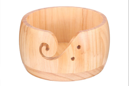Wooden Yarn Bowl Holder – Round Knitting and Crochet Organizer with Swirl Cutout for Tangle-Free Wool Storage and Craft Projects
