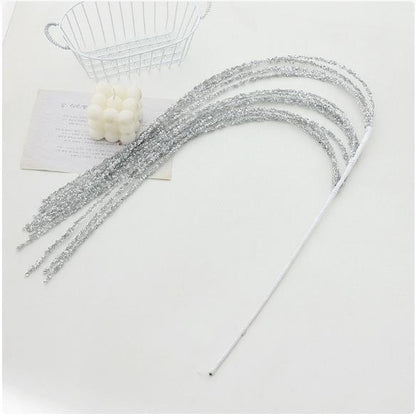 Sequin Glitter Christmas Branch Picks – White Artificial Tassel Wheat Stems for Christmas Trees, Wreaths and Holiday Decorations