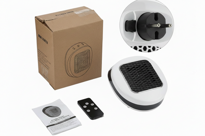 Portable Electric Heater - 600W Compact Fast Heating Device with Remote Control for Bedrooms and Bathrooms
