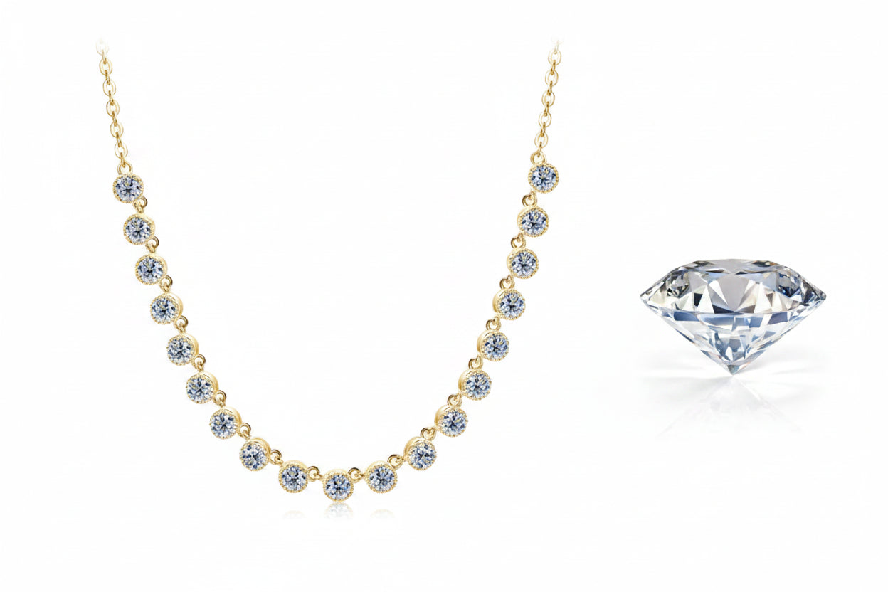 Moissanite Bubble Choker Necklace – Sparkling 3MM Stones with 14K Gold-Filled Finish for Women, Weddings, Parties and Elegant Layered Jewelry Looks