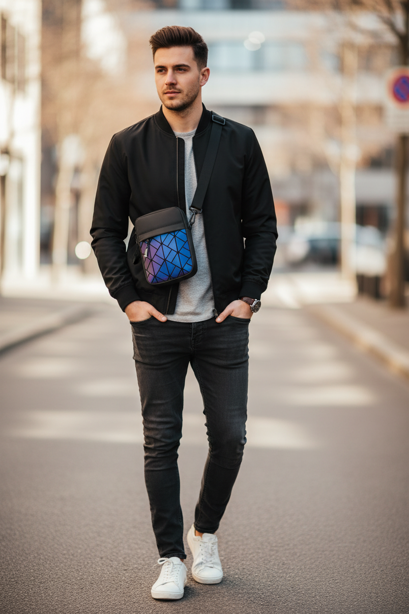 Diamond Pattern Crossbody Phone Bag – Premium Small Shoulder Pouch for Men and Women, Stylish Hands-Free Storage for Travel and Daily Essentials