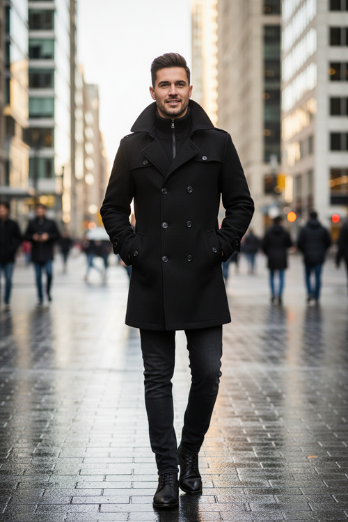 Men's Double Collar Jacket – Versatile Zip Button Coat for Casual Travel, Business and Everyday Layering