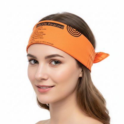 Survival Bandana – High Visibility Emergency Head Scarf with Camping Tips for Hiking, Backpacking and Outdoor Preparedness
