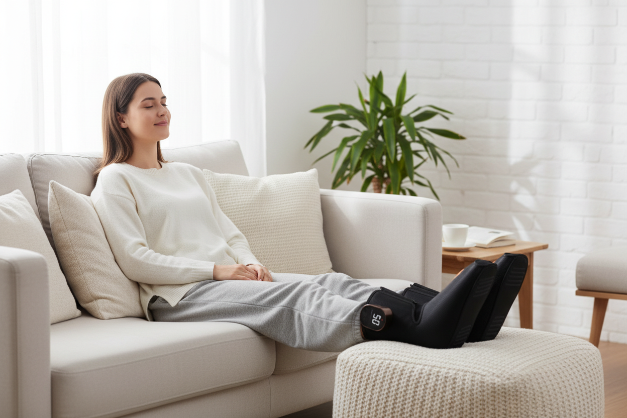 Cordless Air Compression Leg Massager – Rechargeable Foot and Calf Massage Boots with Vibration for Relaxation, Circulation Support and Recovery