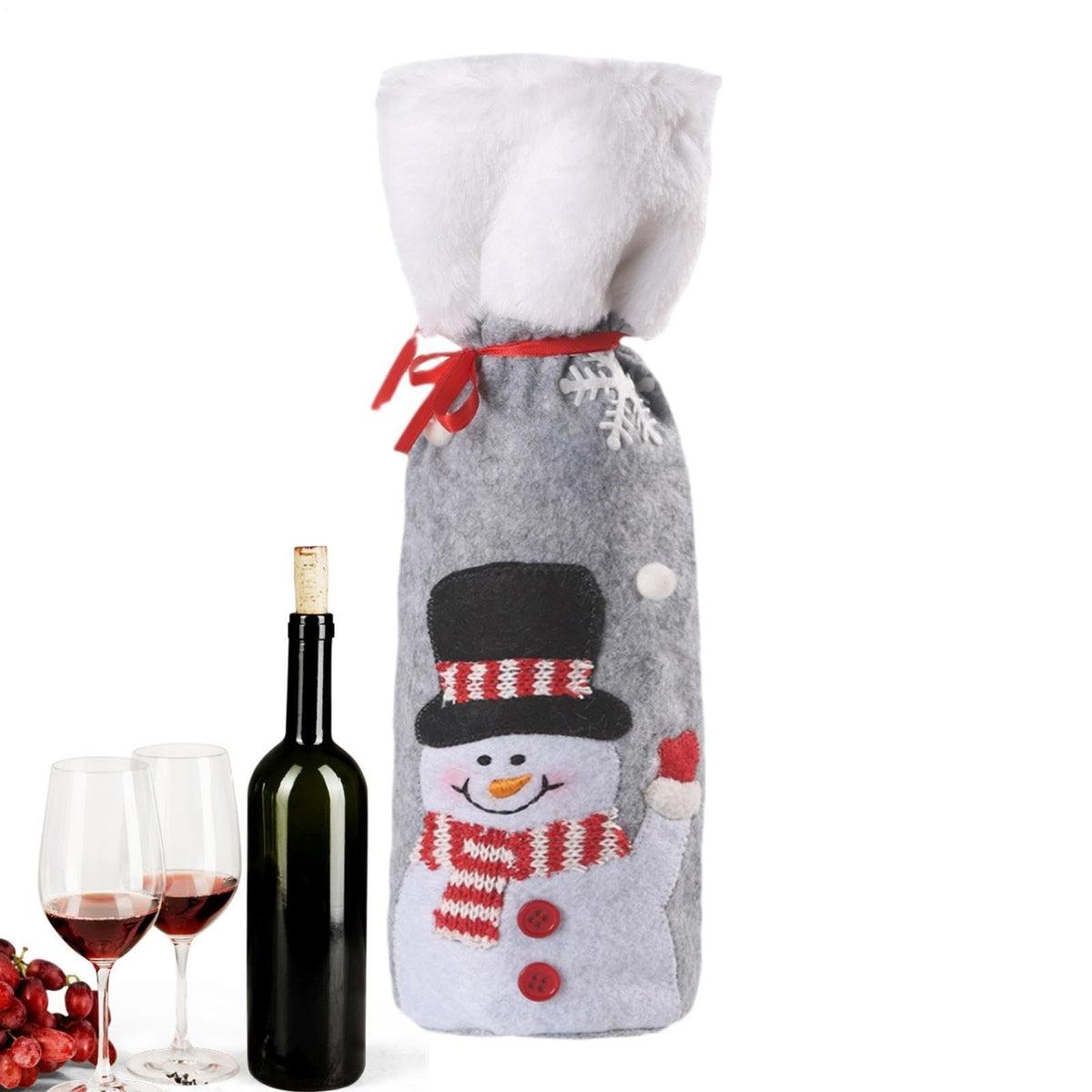 Christmas Wine Bottle Cover Set – Reusable Festive Santa Bottle Sleeves for Holiday Table Decor, Parties and Gift Presentation