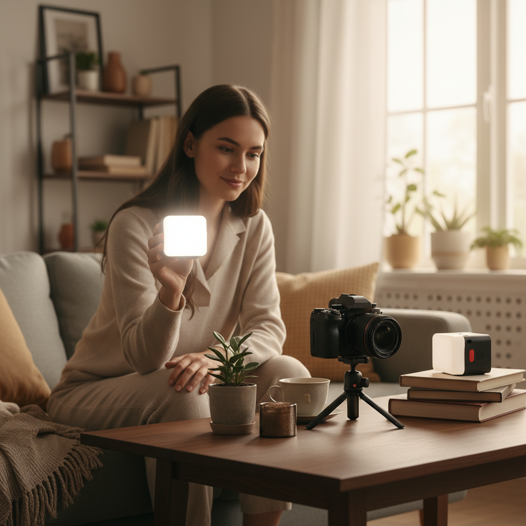 Mini Magnetic LED Light – 5600K Rechargeable Camera Fill Light with Cold Shoe Mount for Vlogging and Photography
