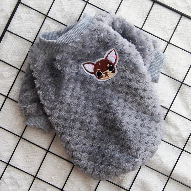 Warm Dog Hoodie Sweater – Cozy Fleece Pet Coat for Small and Medium Dogs with Cute Winter Holiday Style