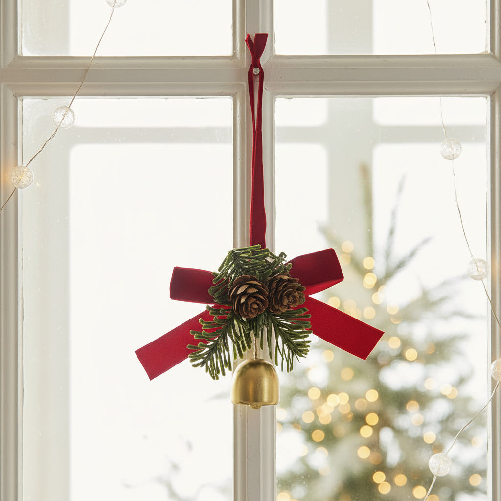 Christmas Bells Wreath Pendant – Festive Hanging Ornament for Christmas Trees, Front Doors and Seasonal Holiday Home Decor