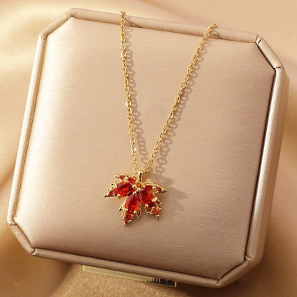 Gold Maple Leaf Pendant Necklace – Dainty Autumn Inspired Jewelry Gift for Thanksgiving, Halloween, Christmas and Everyday Elegance