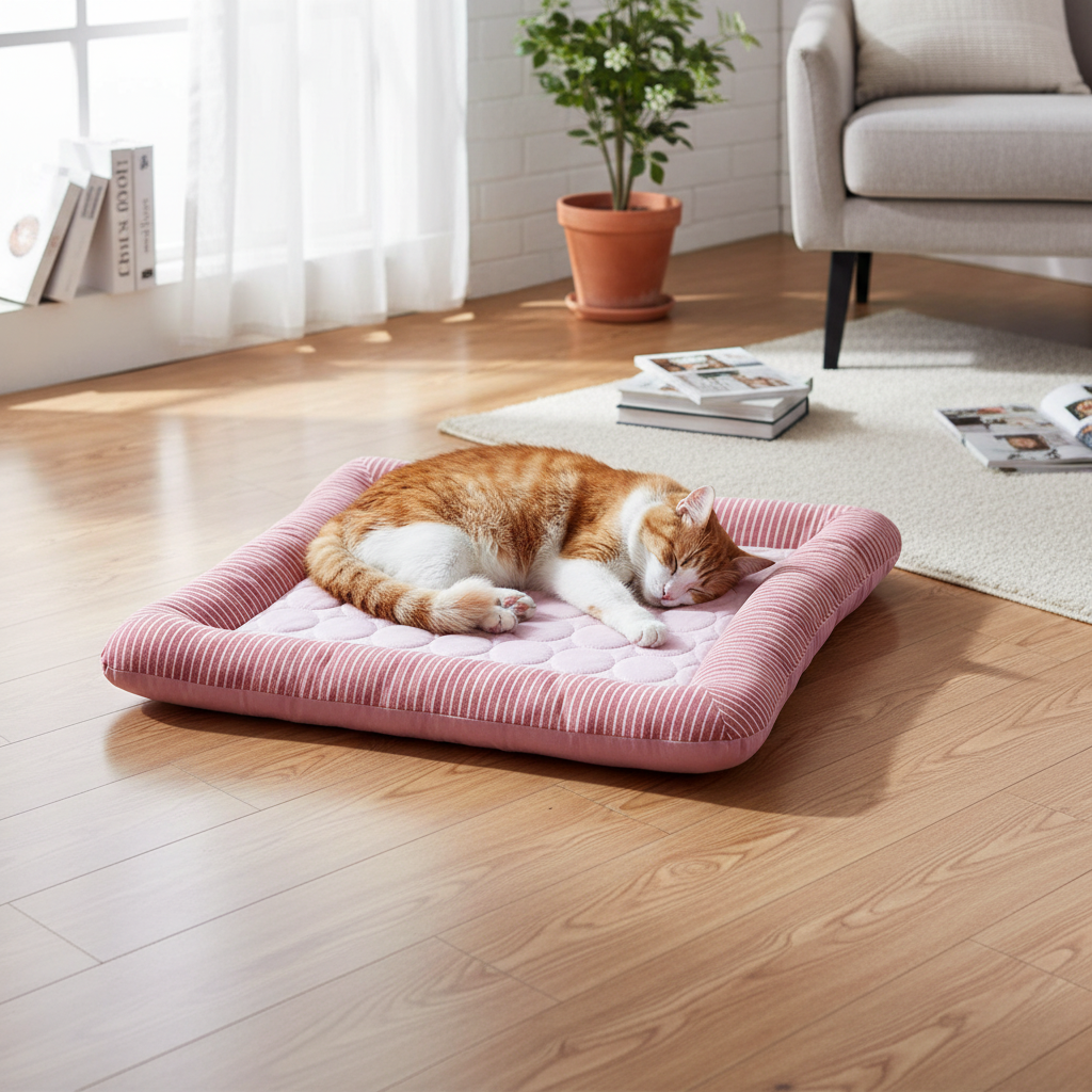 Cooling Pet Bed Mat – Breathable Ice Silk Dog and Cat Cooling Pad for Summer Sleeping, Soft Puppy Kitten Blanket with Comfortable Support