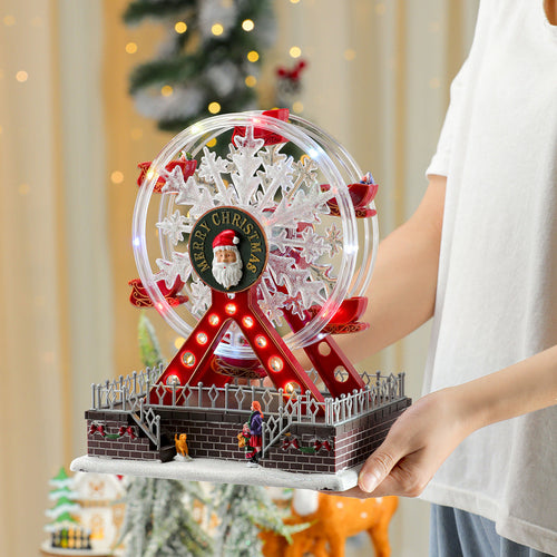 Animated Christmas Ferris Wheel – LED Musical Holiday Desktop Decoration with Moving Festival Display and Seasonal Charm