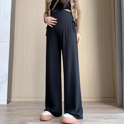 Maternity Wide Leg Trousers – Comfortable Drawstring Pregnancy Pants for Casual Spring and Summer Everyday Wear