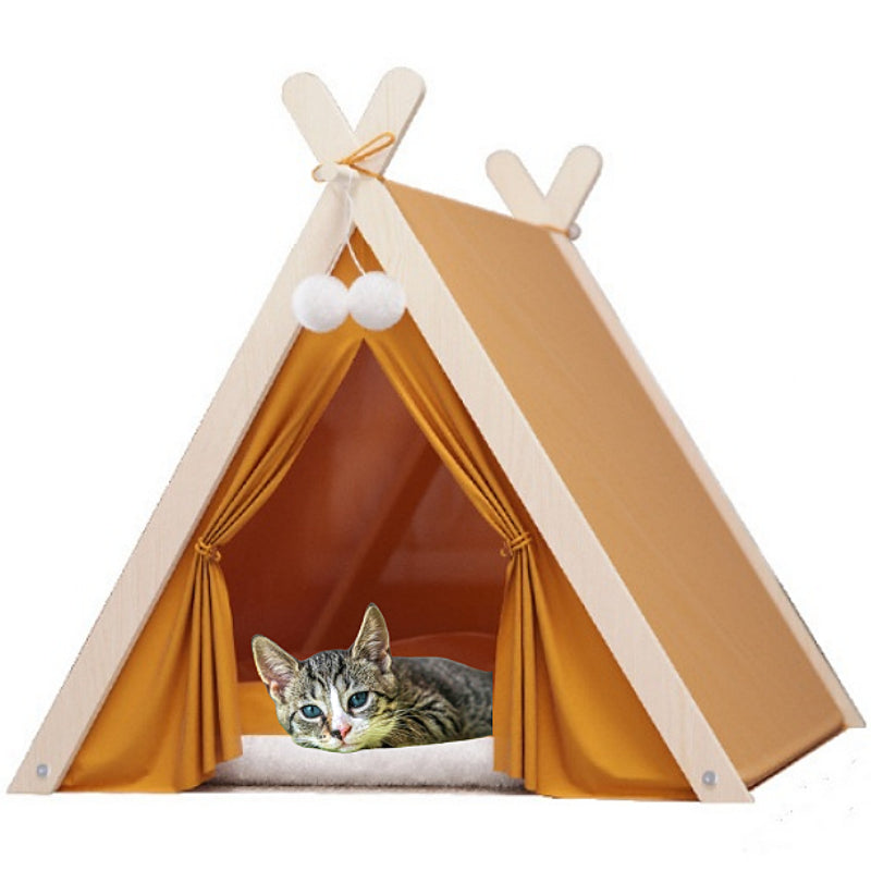 Portable Foldable Pet Tent House – Removable Breathable Cat and Dog Shelter with Thick Comfortable Cushion for All-Season Rest