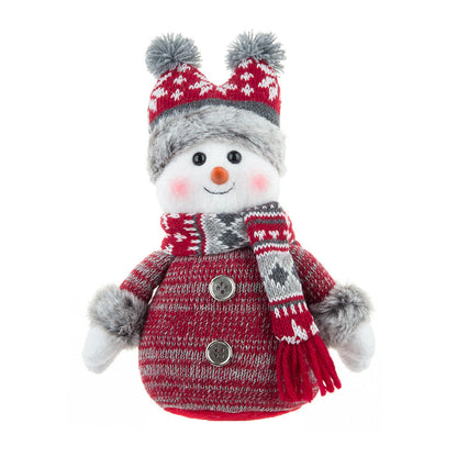 Knitted Snowman Christmas Decoration – Cute Holiday Tabletop Ornament with Winter Hat Design for Festive Home Decor